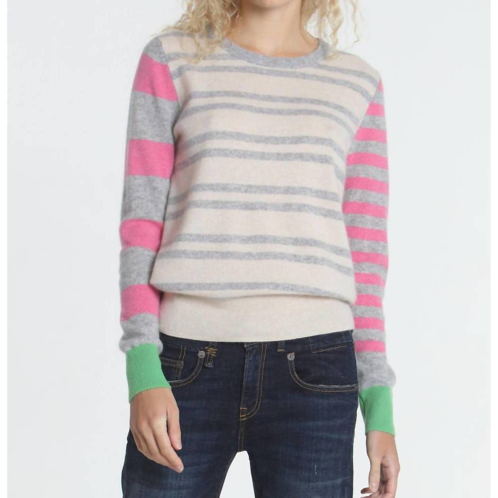 NEW LABEL+THREAD women's jessie stripe crew sweater in dune
